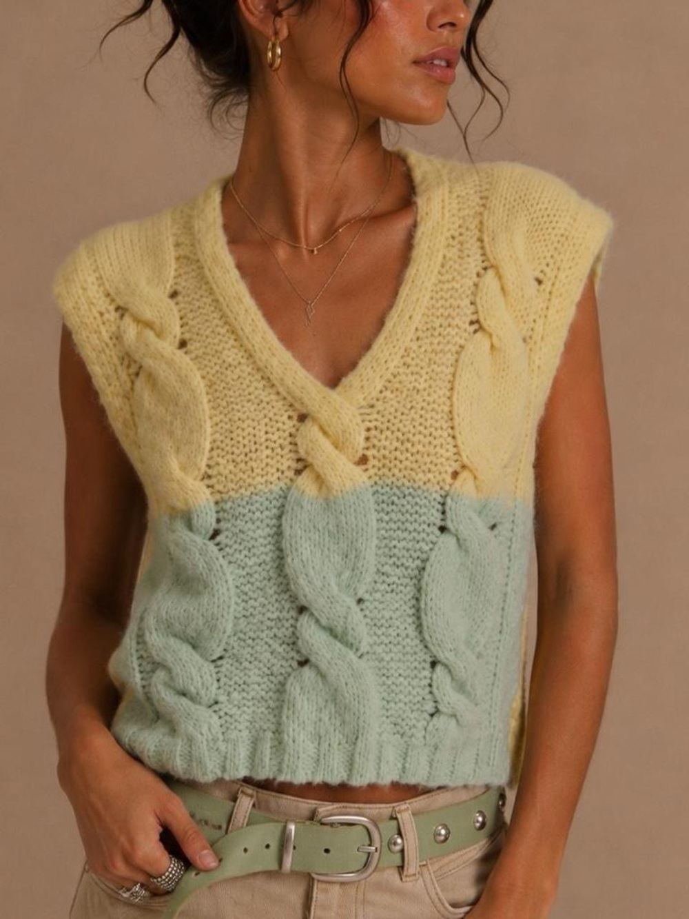 Brand new with tags attached Free People SoftSpun Vest | Lemon Sorbet Combo - Picture 1 of 6